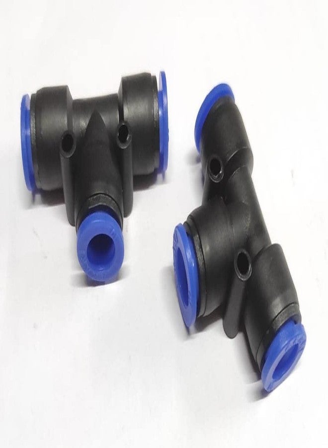 DLIEN 10mm X 10mm X 10mm One Touch Push In T Connector T Shape 3 Way Connector Quick Fittings Pneumatic Straight Push in Pneumatic Quick Fittings Pneumatic Air 10mm X10mm X10mm T (Pack of 2) - Image 1